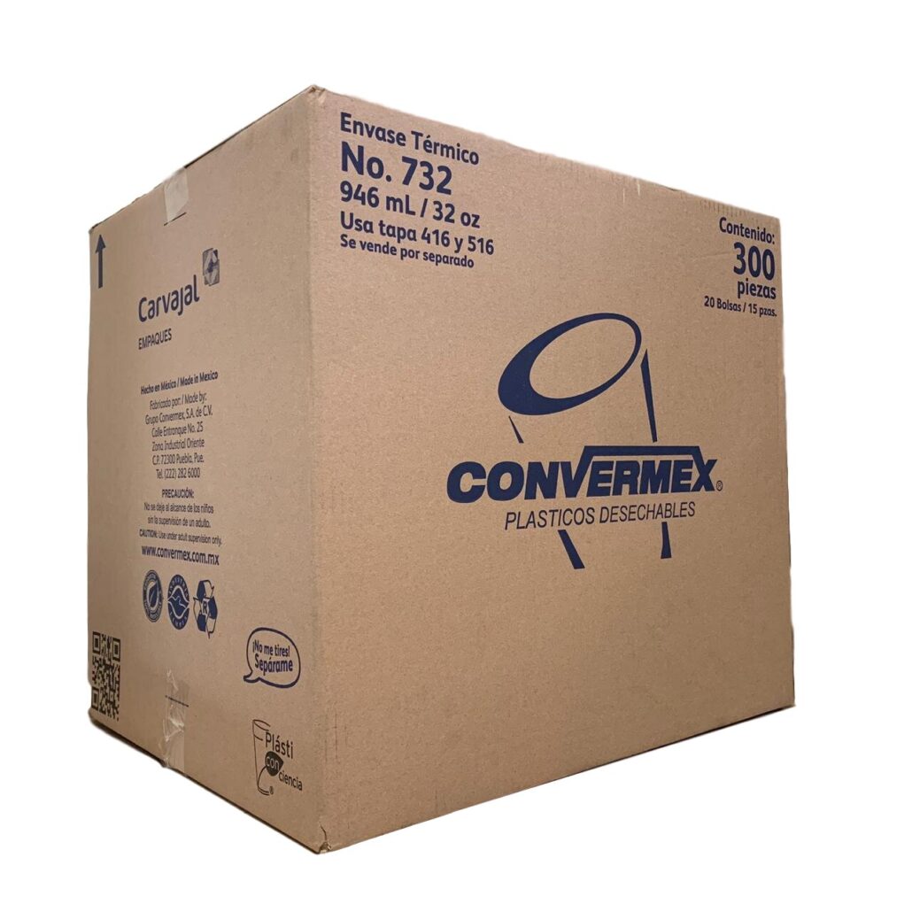 Vasos Desechables Térmicos Convermex 732 De 32oz 946ml 300Pz Nacional